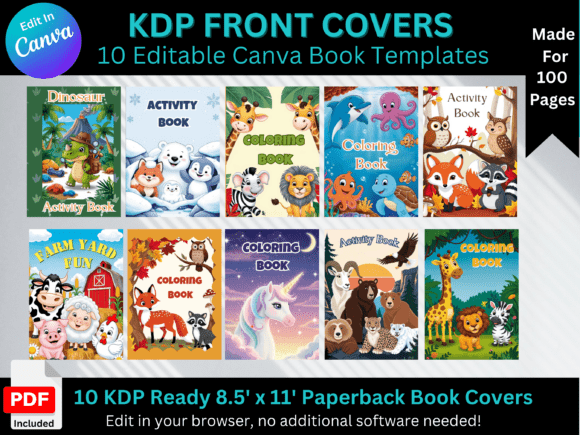 Canva Editable Book Front Covers KDP for 100-Page Interiors