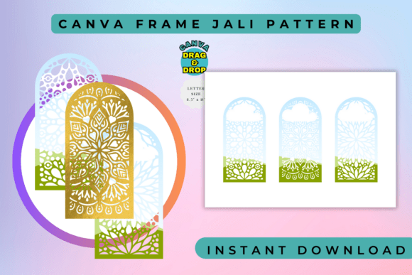 Canva Frame Template with Jali Pattern: Instant Designer Polish