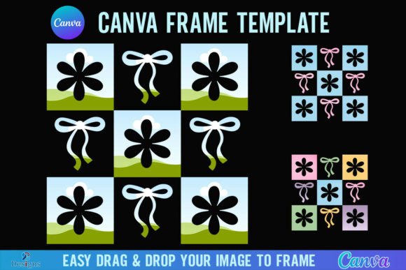 Checkered Daisy Floral Canva Frame Bow: A Design Asset Guide