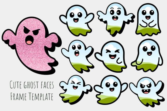 Cute Ghost Halloween Canva Frame Photo: Spooky-Cute Designs