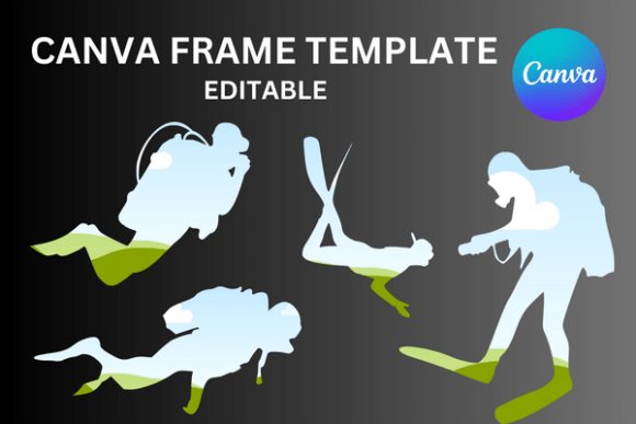 Dive Deep into Design with a Scuba Diver Silhouette Canva Frame