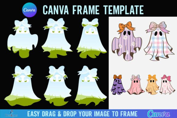 Halloween Cute Ghost Canva Frame: A Boo-tiful Design Asset