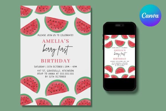 Red Watermelon 1st Birthday Invitation: A Sweet Start to Their First Celebration