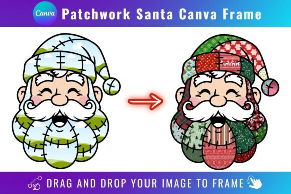 Unwrap the Patchwork Santa Canva Frame Design for Holiday Magic